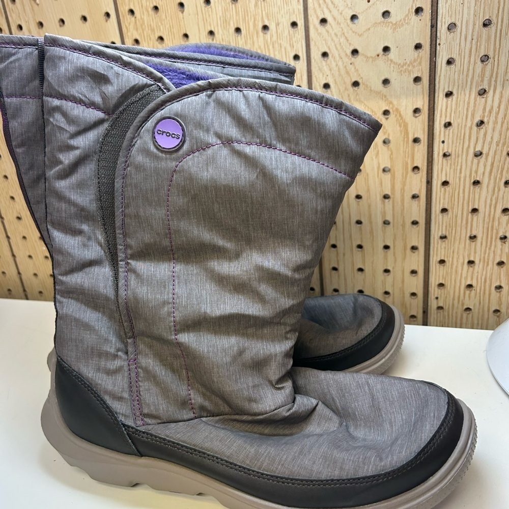CROCS Duet Busy Day Brown and Purple Winter Boots - Picture 4 of 8